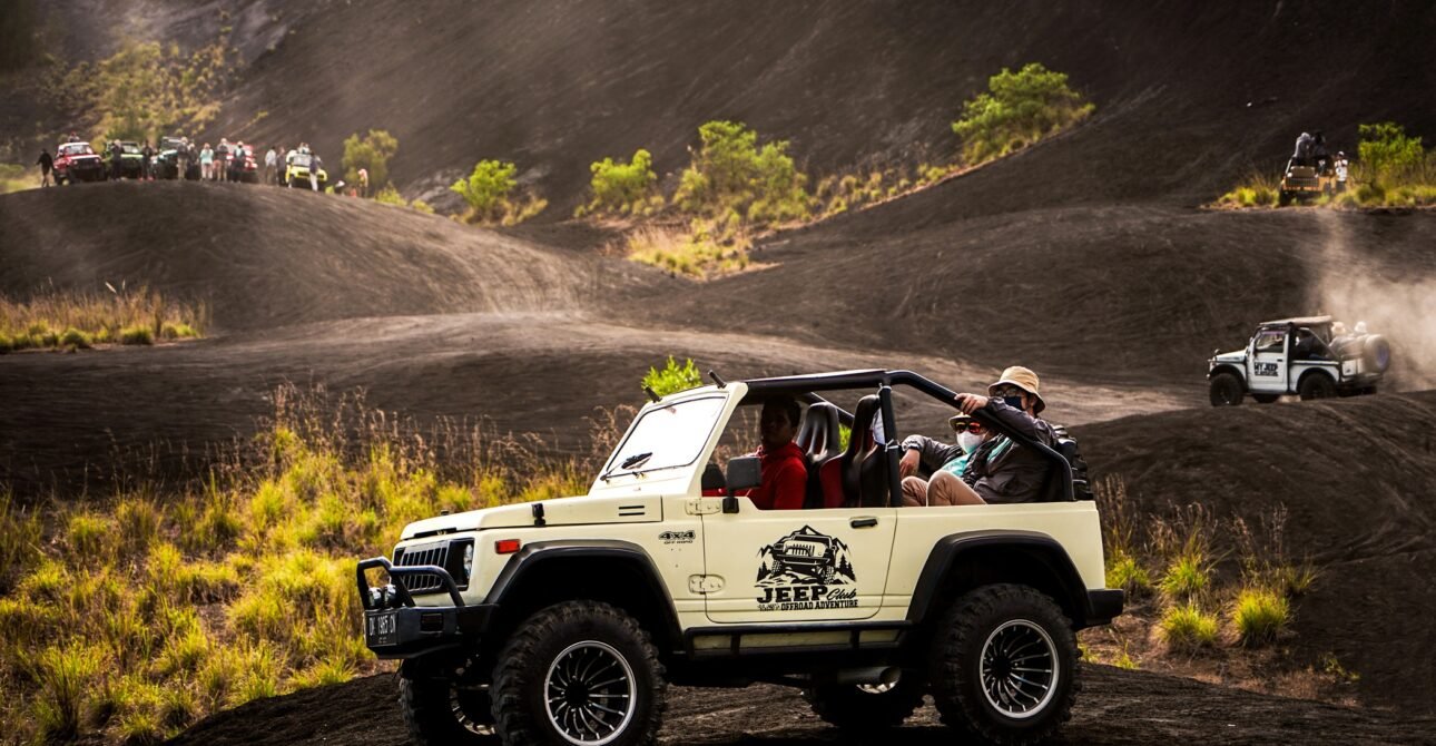 Mount Batur sunrise view from jeep tour with black lava experience in Bali